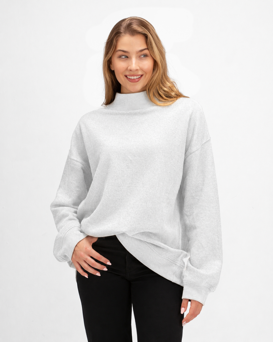 Women's Core Fleece Mock Neck in Ash Heather – model front