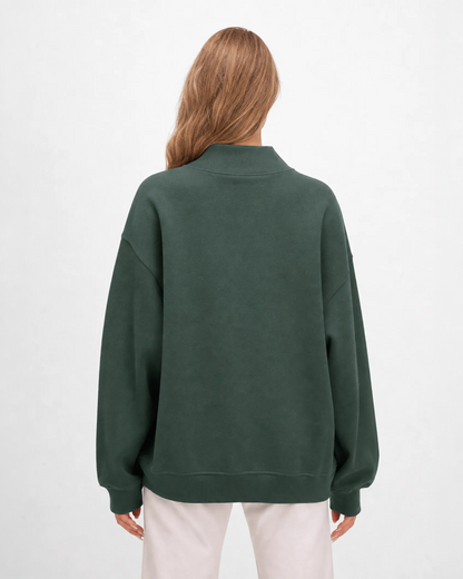 Women's Core Fleece Mock Neck in Dark Green – model back