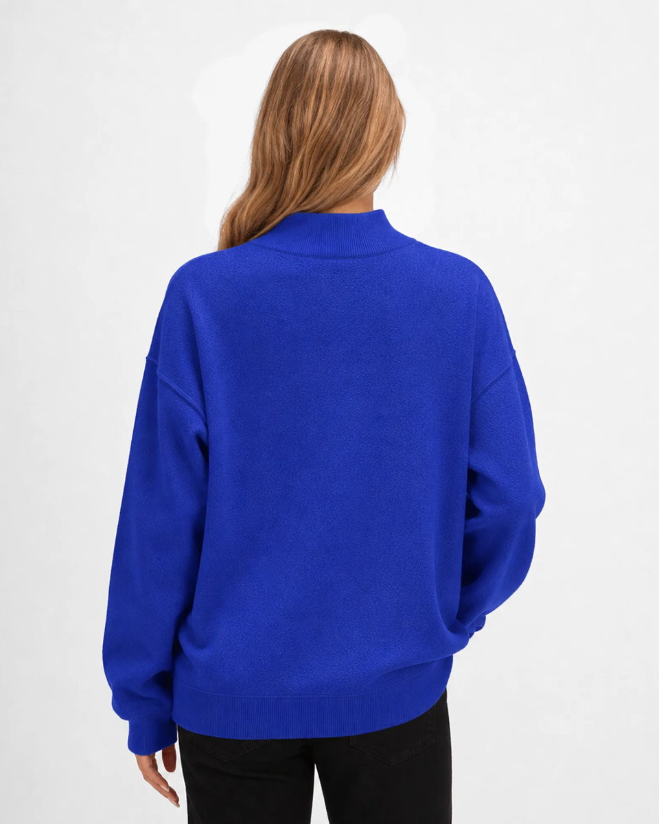 Women's Core Fleece Mock Neck in Electric Royal – model back