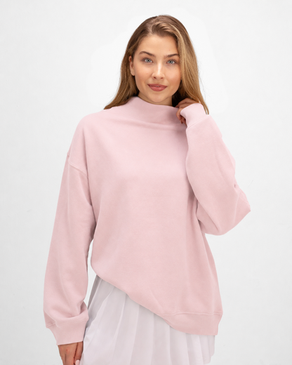 Women's Core Fleece Mock Neck in Pink Serenity – model front