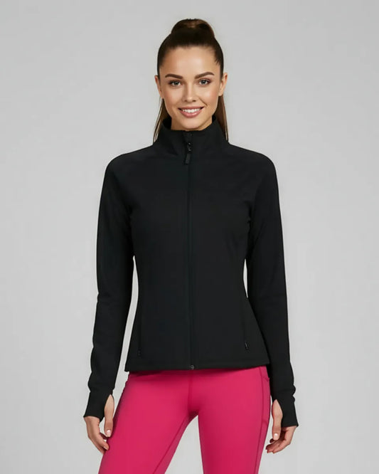 Women's Zen Full Zip Jacket in Black – front
