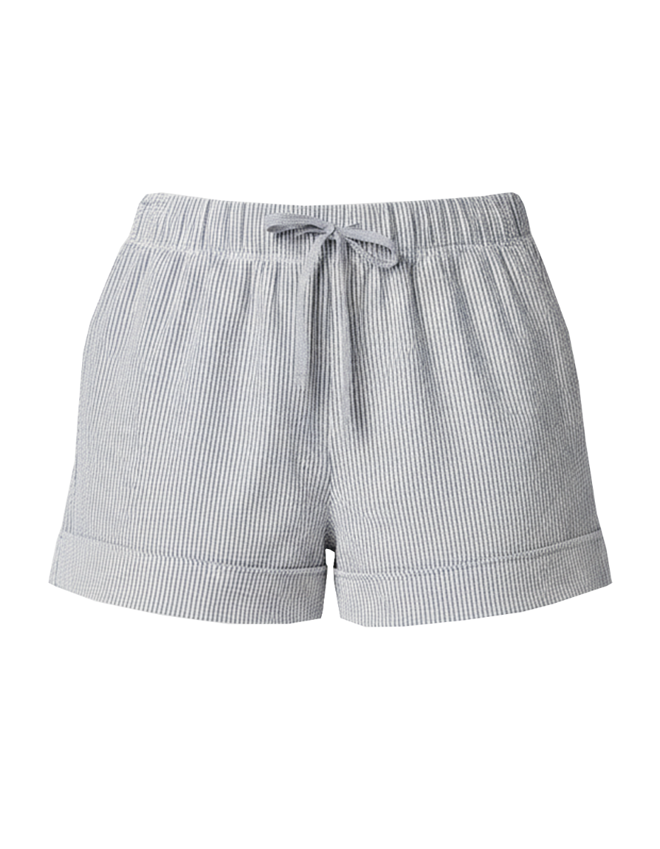 Women's Seersucker Short in Oxford/White Stripe – front