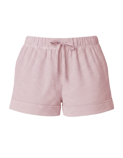 Women's Seersucker Short in Pink/White Stripe – front