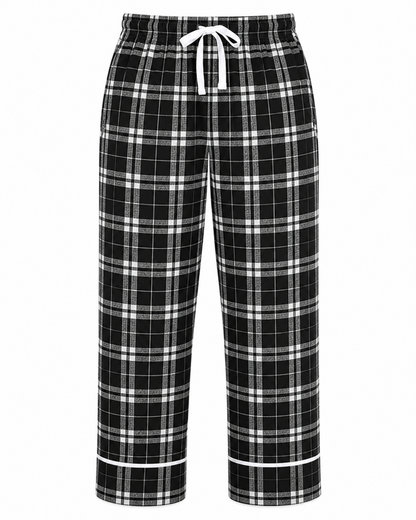 Women's Cuff Flannel Pant in Black/White Plaid – front