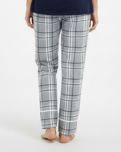 Women's Cuff Flannel Pant in Oxford Carnegie Plaid – model back
