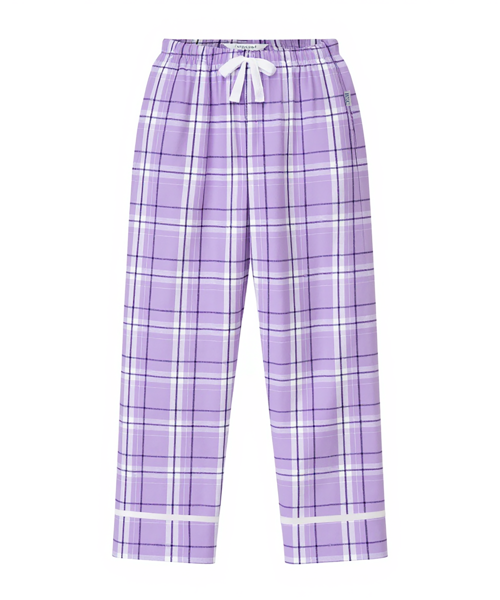 Women's Cuff Flannel Pant in Lavender Carnegie Plaid – front