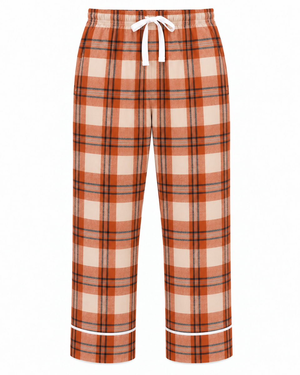Women's Cuff Flannel Pant in Orange Harvest McIntosh Plaid – front