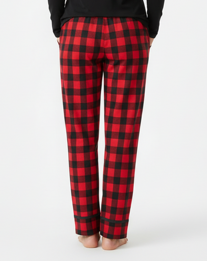 Women's Cuff Flannel Pant in Red/Black Buffalo Plaid – model back