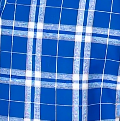 Women's Cuff Flannel Pant in Royal/Silver Plaid – flat