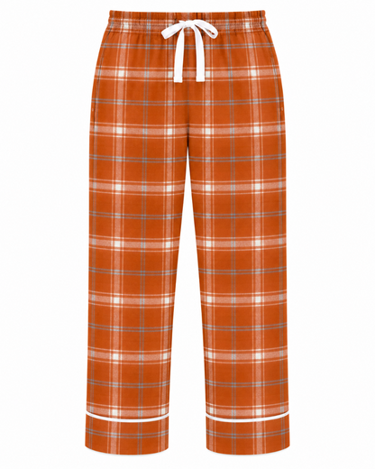 Women's Cuff Flannel Pant in Orange Harvest Varsity Plaid – front