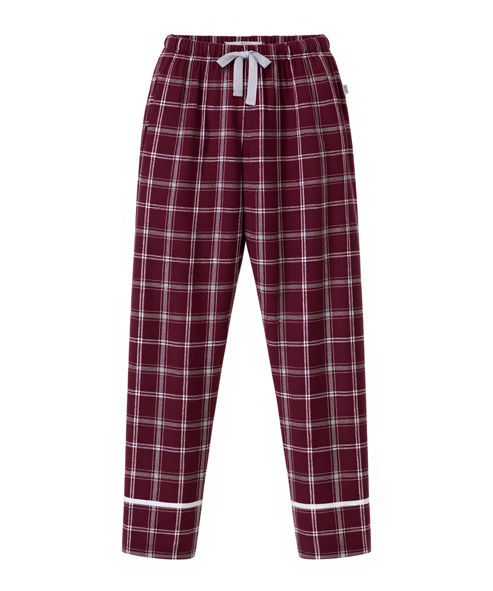 Women's Cuff Flannel Pant in Varsity Maroon/Oxford – front