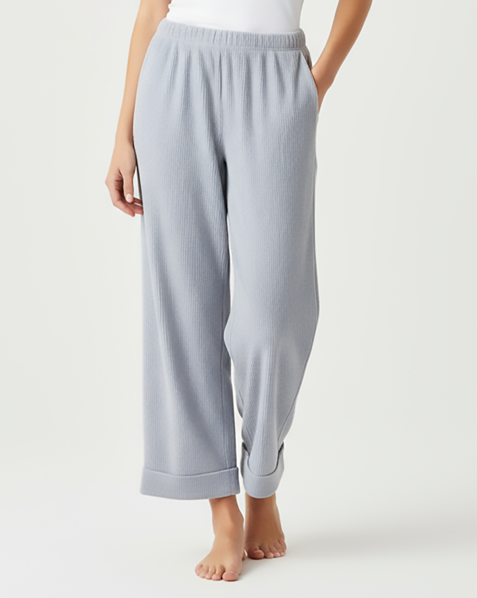 Women's Seersucker Pant in Oxford/White Stripe – model front