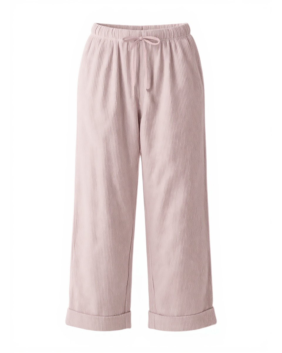 Women's Seersucker Pant in Pink/White Stripe – front