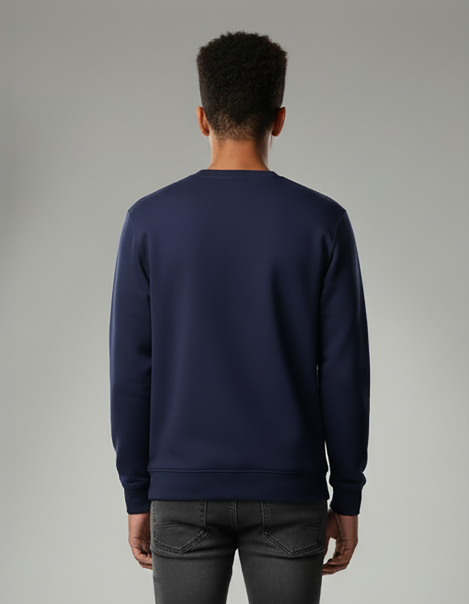 Kids' Core Fleece Crew in Navy – model back
