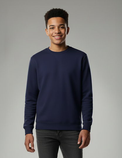 Kids' Core Fleece Crew in Navy – model front