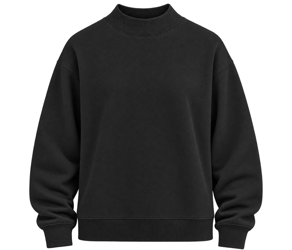 Kids' Core Fleece Mock Neck in Black – front