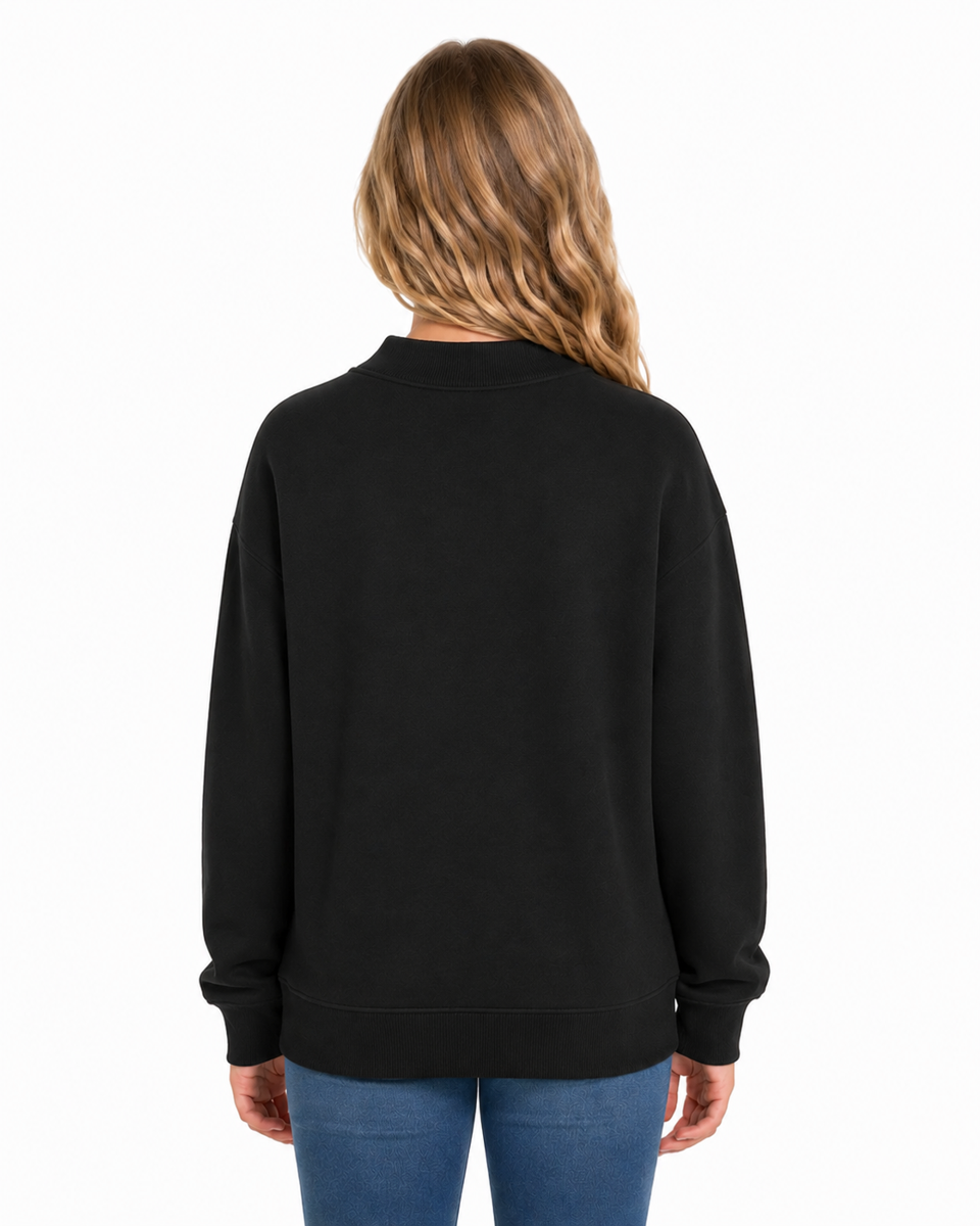 Kids' Core Fleece Mock Neck in Black – model back