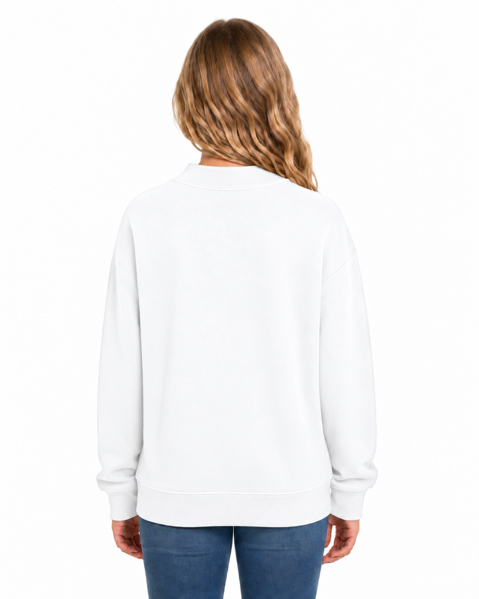 Kids' Core Fleece Mock Neck in White – model back