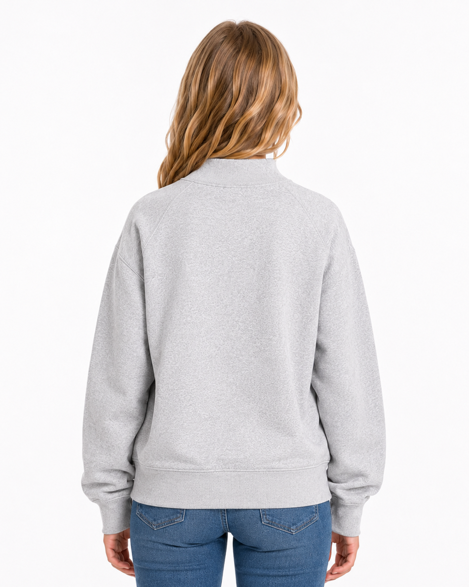 Kids' Core Fleece Mock Neck in Ash Heather – model back