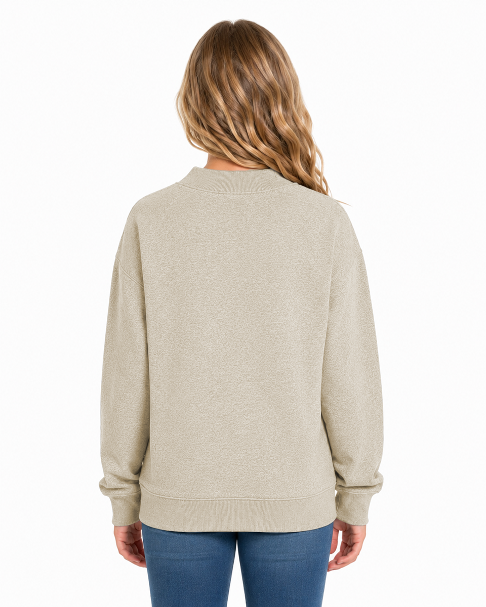 Kids' Core Fleece Mock Neck in Oatmeal Heather – model back