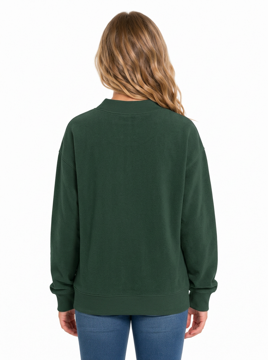 Kids' Core Fleece Mock Neck in Dark Green – model back