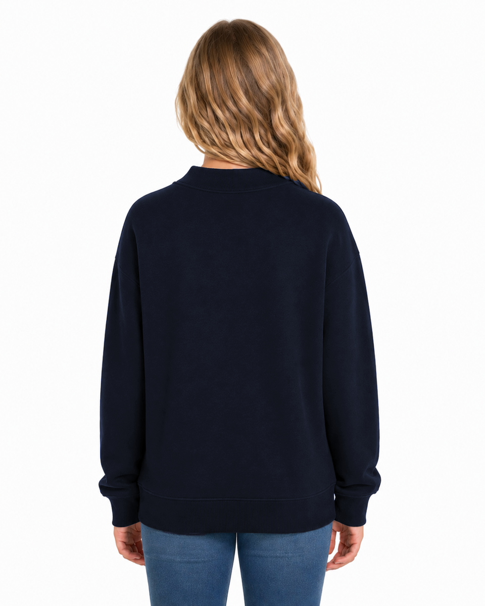 Kids' Core Fleece Mock Neck in Navy – model back