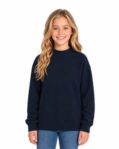 Kids' Core Fleece Mock Neck in Navy – model front