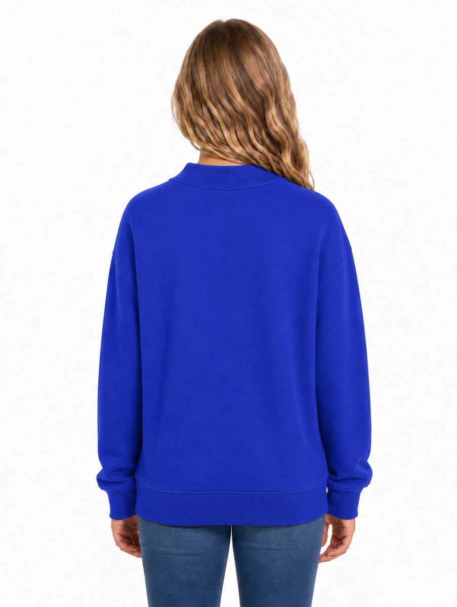 Kids' Core Fleece Mock Neck in Electric Royal – model back