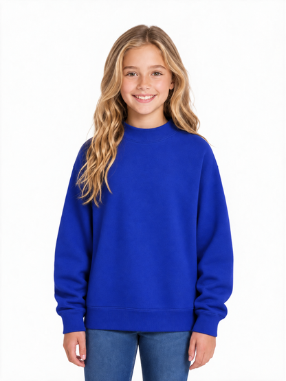 Kids' Core Fleece Mock Neck in Electric Royal – model front
