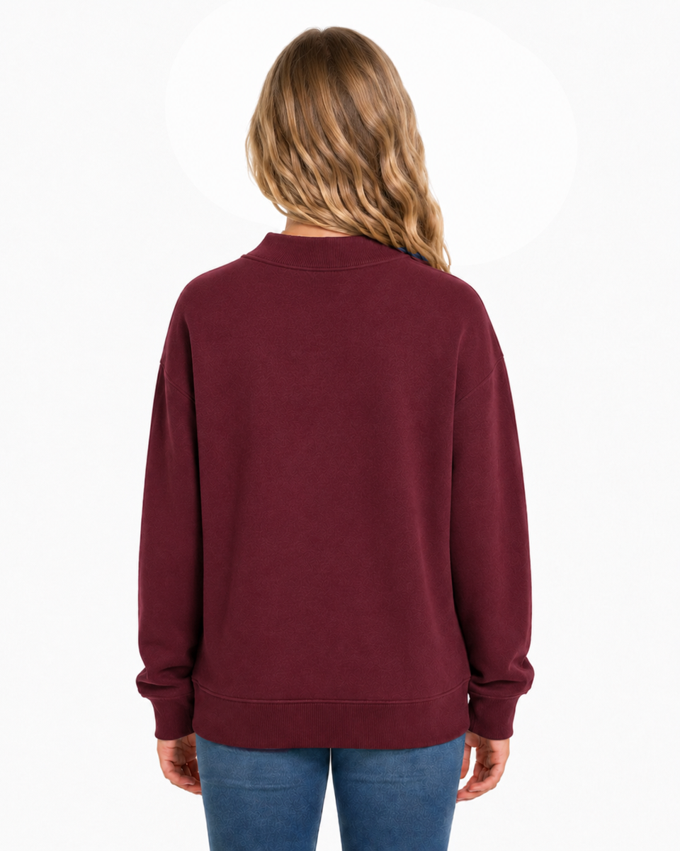 Kids' Core Fleece Mock Neck in Maroon – model back