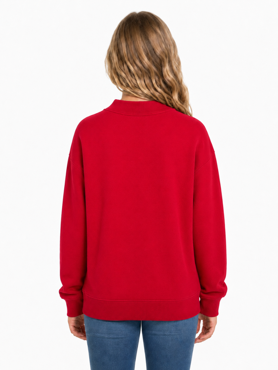 Kids' Core Fleece Mock Neck in True Red – model back
