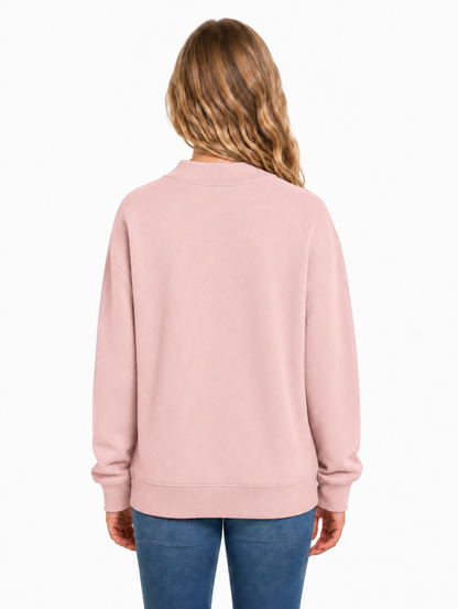 Kids' Core Fleece Mock Neck in Pink Serenity – model back