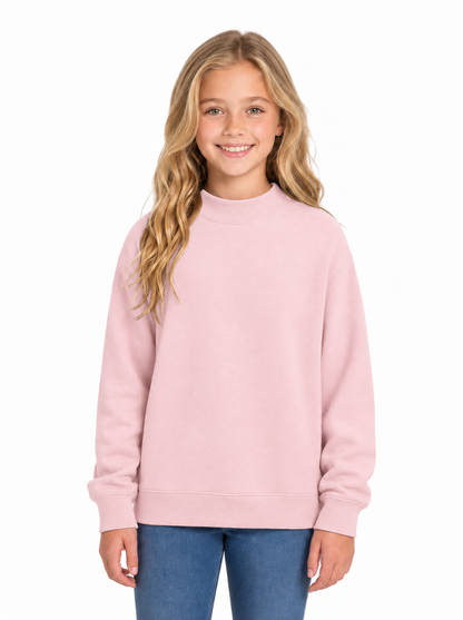 Kids' Core Fleece Mock Neck in Pink Serenity – model front