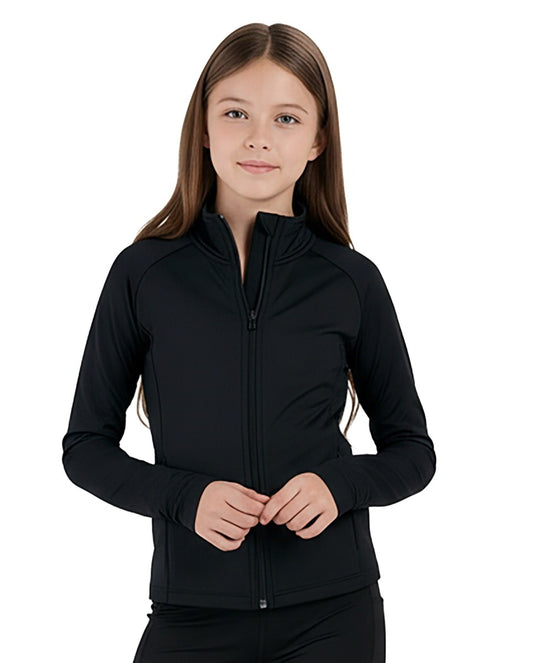 Kids' Zen Full Zip Jacket in Black – model front