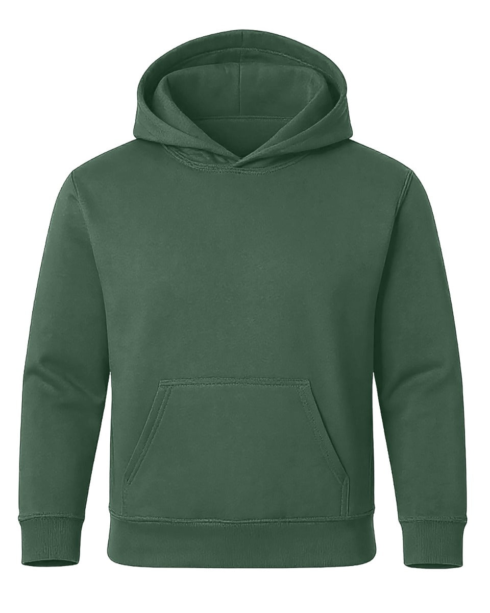 Kids' Core Fleece Hoodie in Dark Green – front
