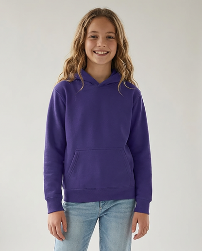 Kids' Core Fleece Hoodie in Purple – model front 2