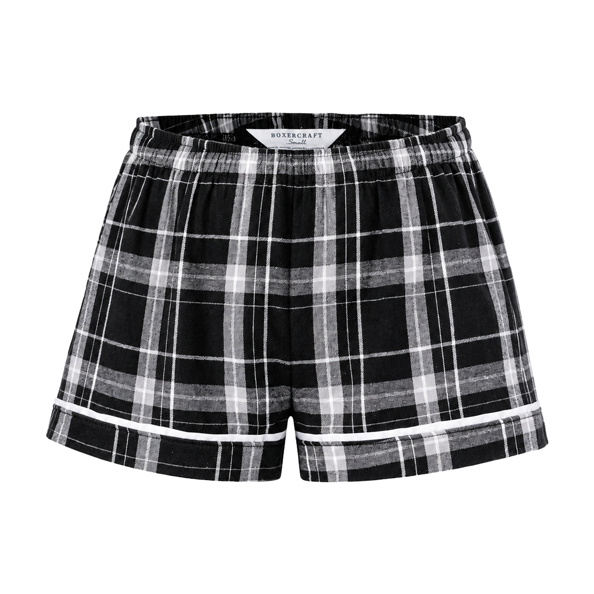 Boxercraft BY6501 Kids' Flannel Pajama Shorts - Black/White Plaid - Ghost Front | Black/White Plaid