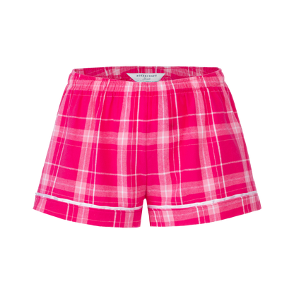 Boxercraft BY6501 Kids' Flannel Pajama Shorts - Pink Carnegie Plaid - Ghost Front | Pink Carnegie Plaid