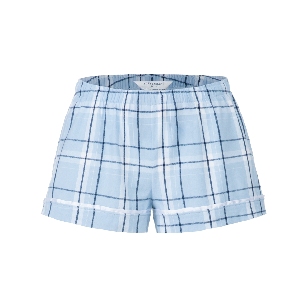 Boxercraft BY6501 Kids' Flannel Pajama Shorts - Sky Carnegie Plaid - Ghost Front | Sky Carnegie Plaid