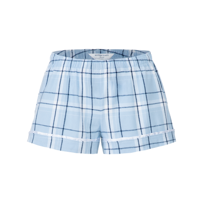 Boxercraft BY6501 Kids' Flannel Pajama Shorts - Sky Carnegie Plaid - Ghost Front | Sky Carnegie Plaid
