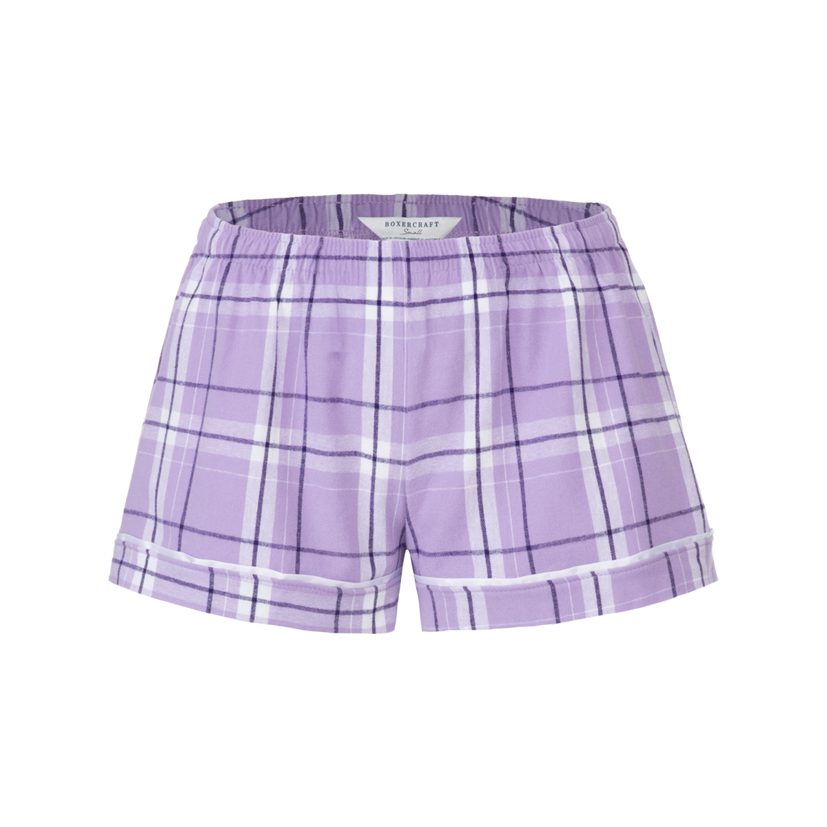 Boxercraft BY6501 Kids' Flannel Pajama Shorts - Lavender Carnegie Plaid - Ghost Front | Lavender Carnegie Plaid