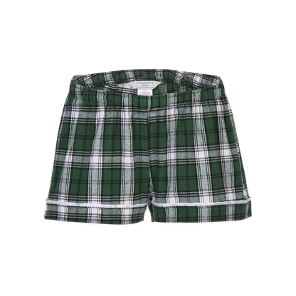 Boxercraft BY6501 Kids' Flannel Pajama Shorts - Green/White Plaid - Ghost Front | Green/White Plaid
