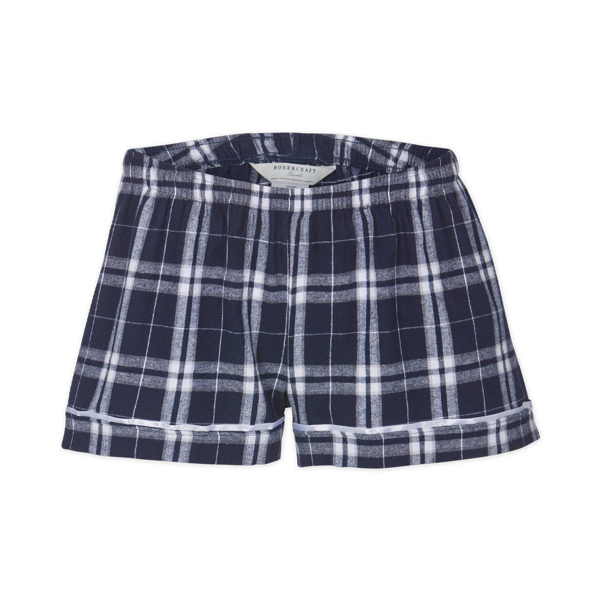 Boxercraft BY6501 Kids' Flannel Pajama Shorts - Navy/Silver Plaid - Ghost Front | Navy/Silver Plaid