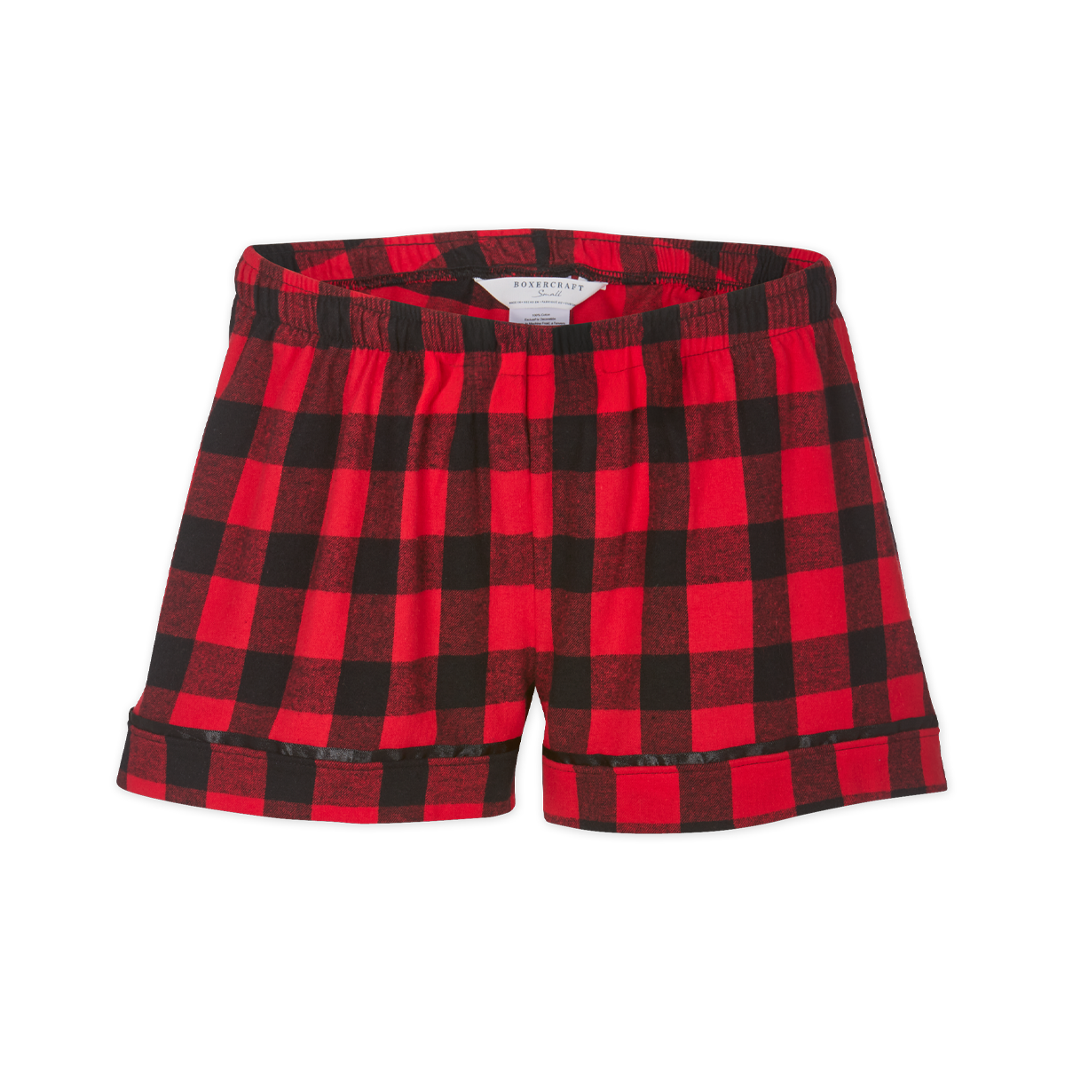 Boxercraft BY6501 Kids' Flannel Pajama Shorts - Red/Black Buffalo Plaid - Ghost Front | Red/Black Buffalo Plaid