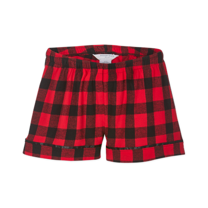 Boxercraft BY6501 Kids' Flannel Pajama Shorts - Red/Black Buffalo Plaid - Ghost Front | Red/Black Buffalo Plaid