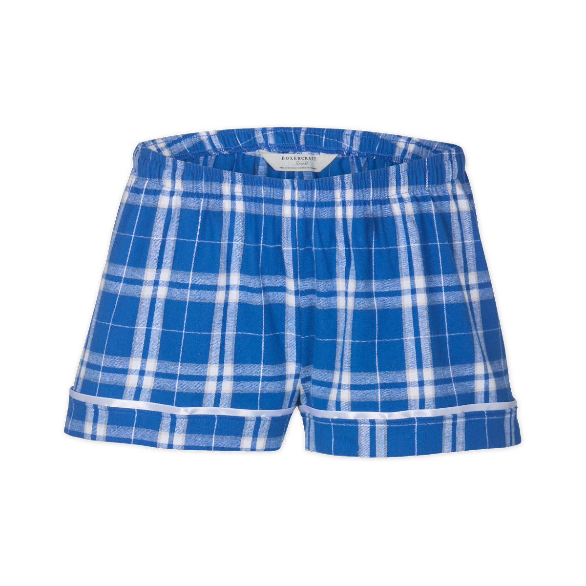 Boxercraft BY6501 Kids' Flannel Pajama Shorts - Royal/Silver Plaid - Ghost Front | Royal/Silver Plaid