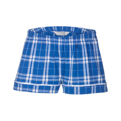 Boxercraft BY6501 Kids' Flannel Pajama Shorts - Royal/Silver Plaid - Ghost Front | Royal/Silver Plaid