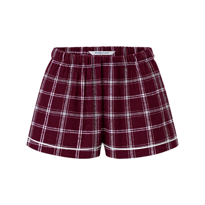 Boxercraft BY6501 Kids' Flannel Pajama Shorts - Varsity Maroon/Oxford - Ghost Front | Varsity Maroon/Oxford