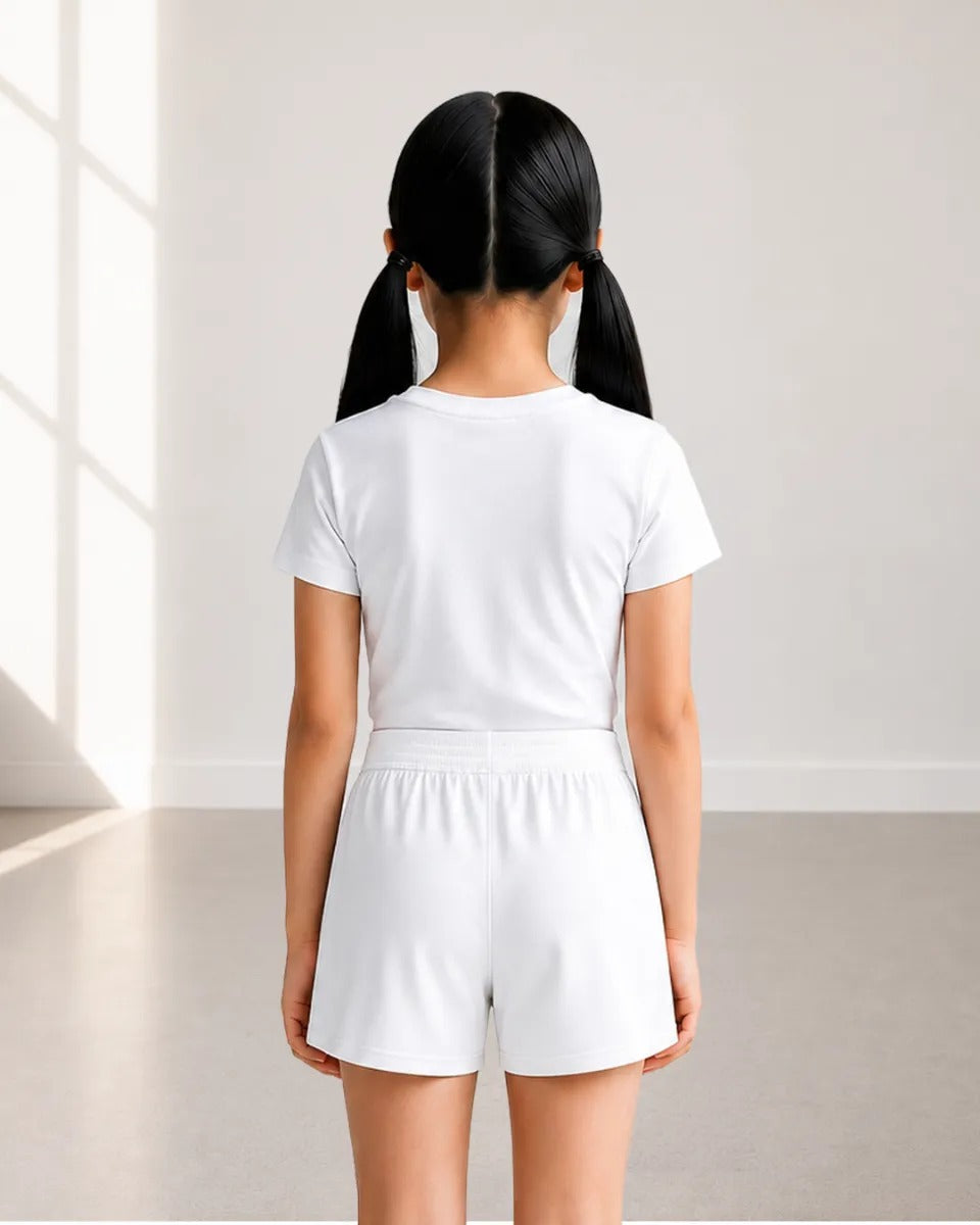 Boxercraft BY6504 Girls Essential Spirit Shorts - White - Model Back | White