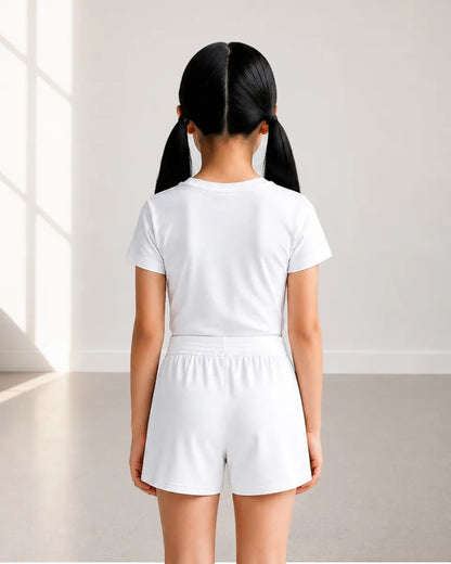Boxercraft BY6504 Girls Essential Spirit Shorts - White - Model Back | White